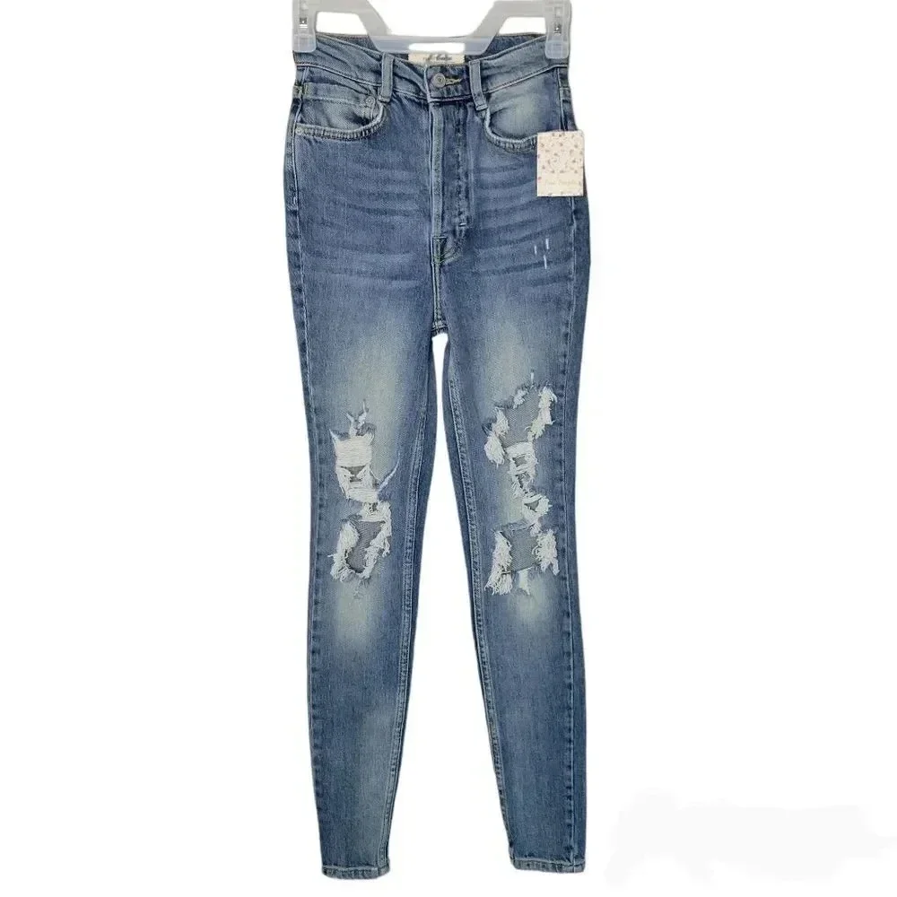 We The Free by Free People ripped skinny‎ jeans in blue Size 24